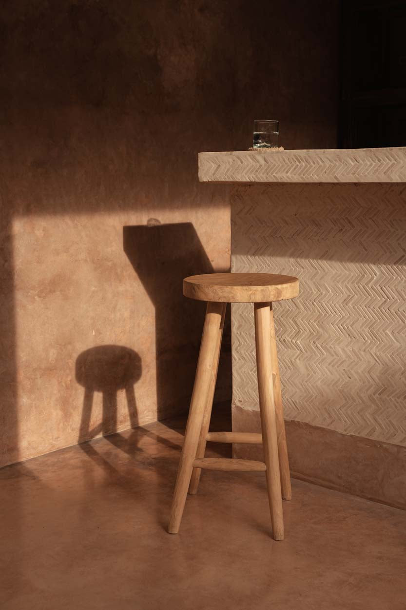 Barkruk Teakhout Naturel 35x35x75 cm