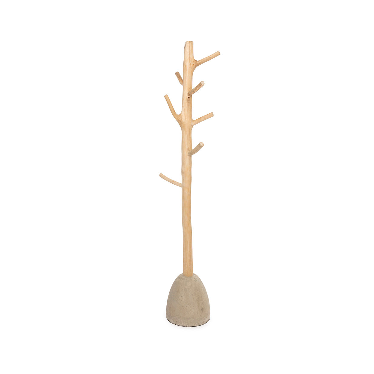 Kapstok Beton – beton en teakhout, naturel, 25x25x150 cm
