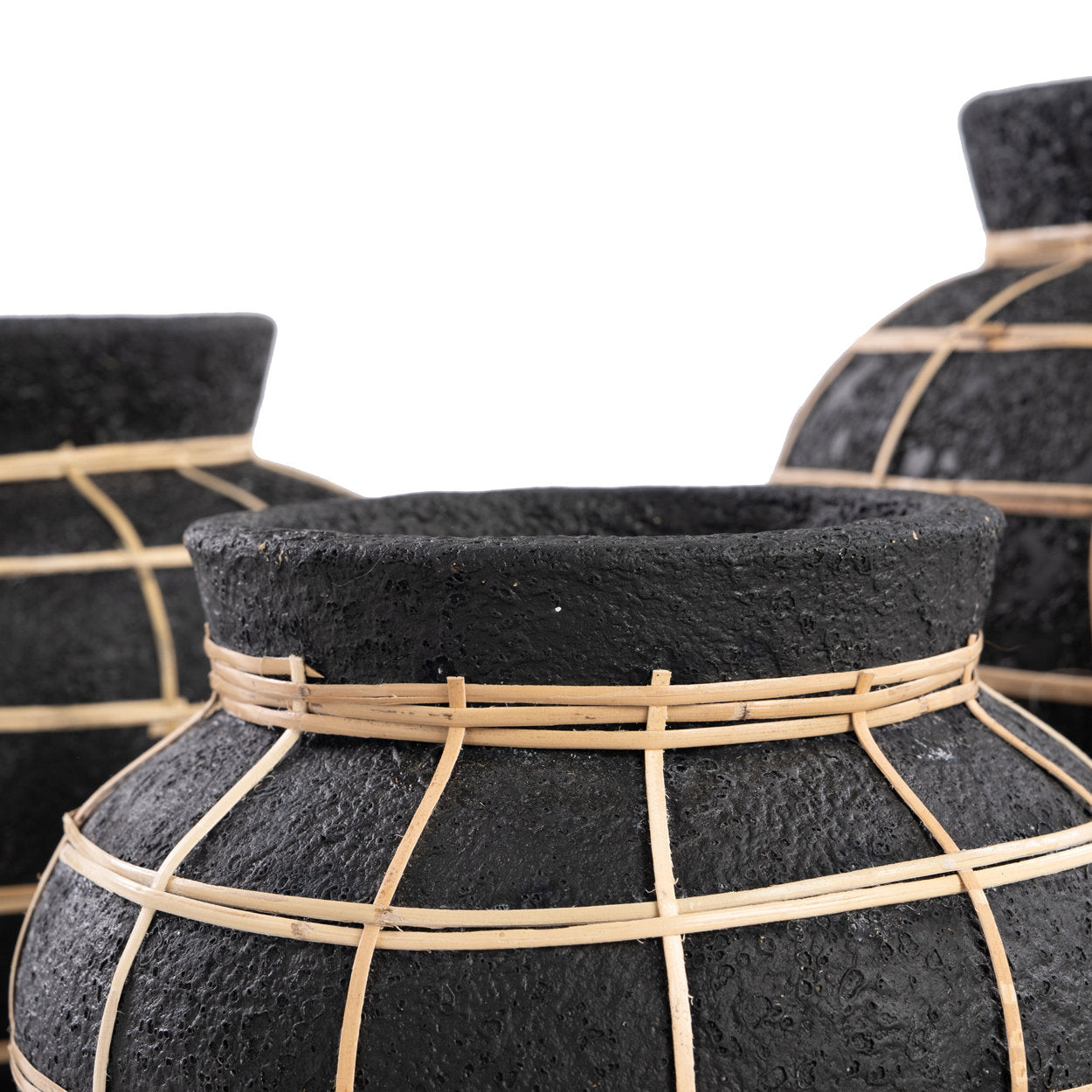 Die Belly Vase - Schwarz Natur - S