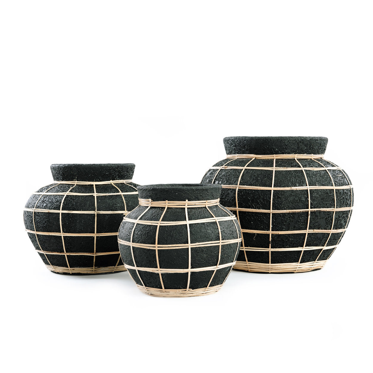 Die Belly Vase - Schwarz Natur - S
