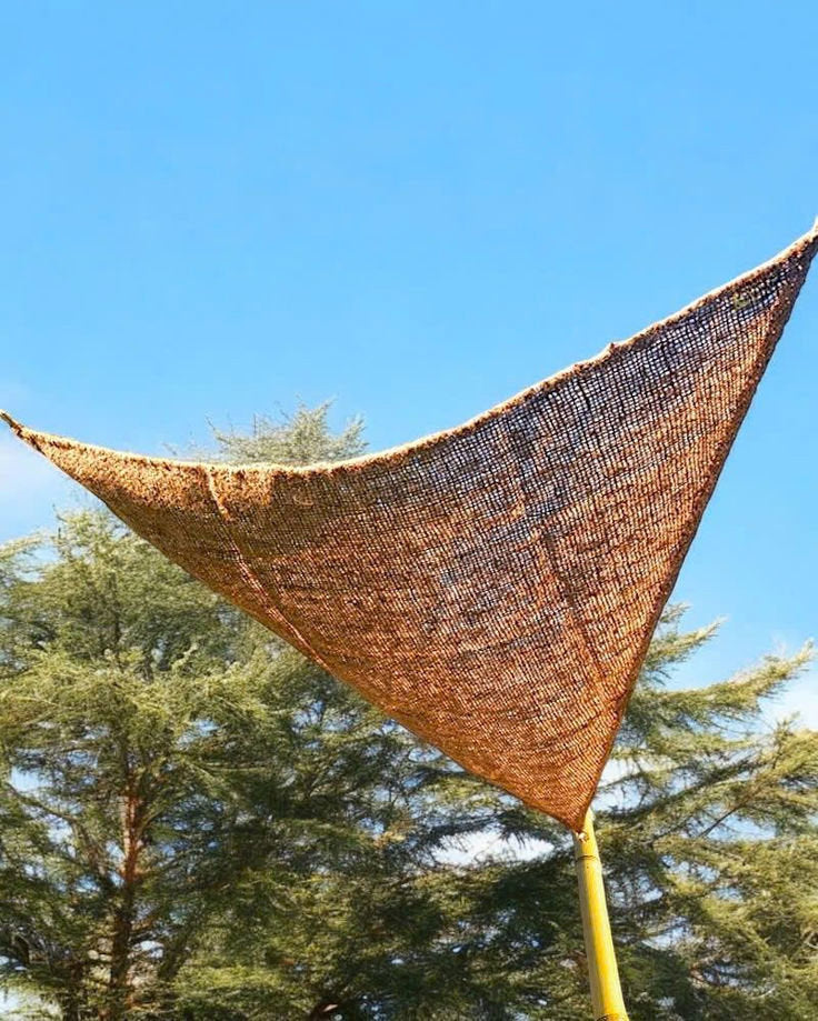 Schaduwdoek Coco – kokosvezel, naturel, driehoek 350x350 cm