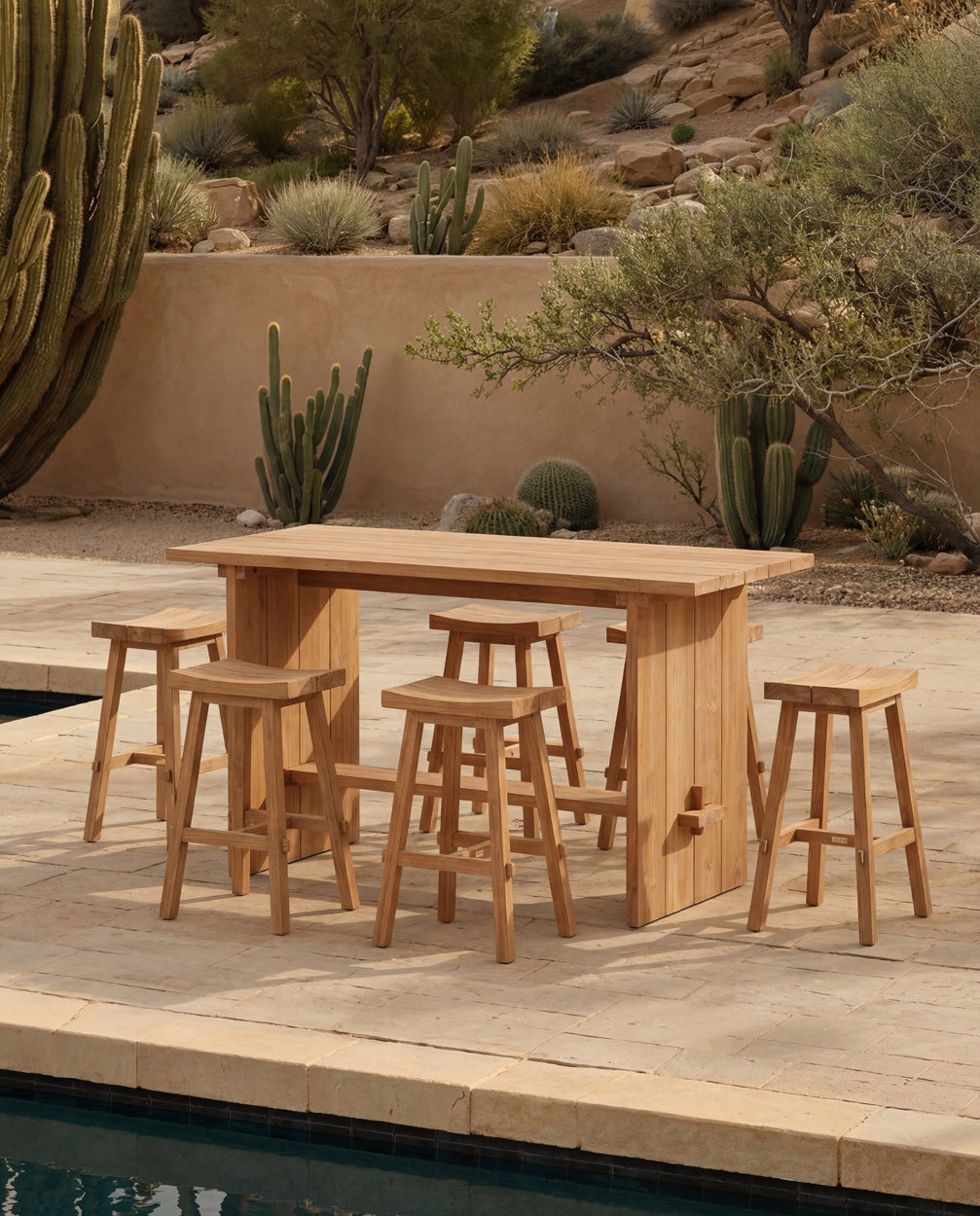 Barkruk Gerecycled Teakhout Naturel Outdoor 47x28x75 cm
