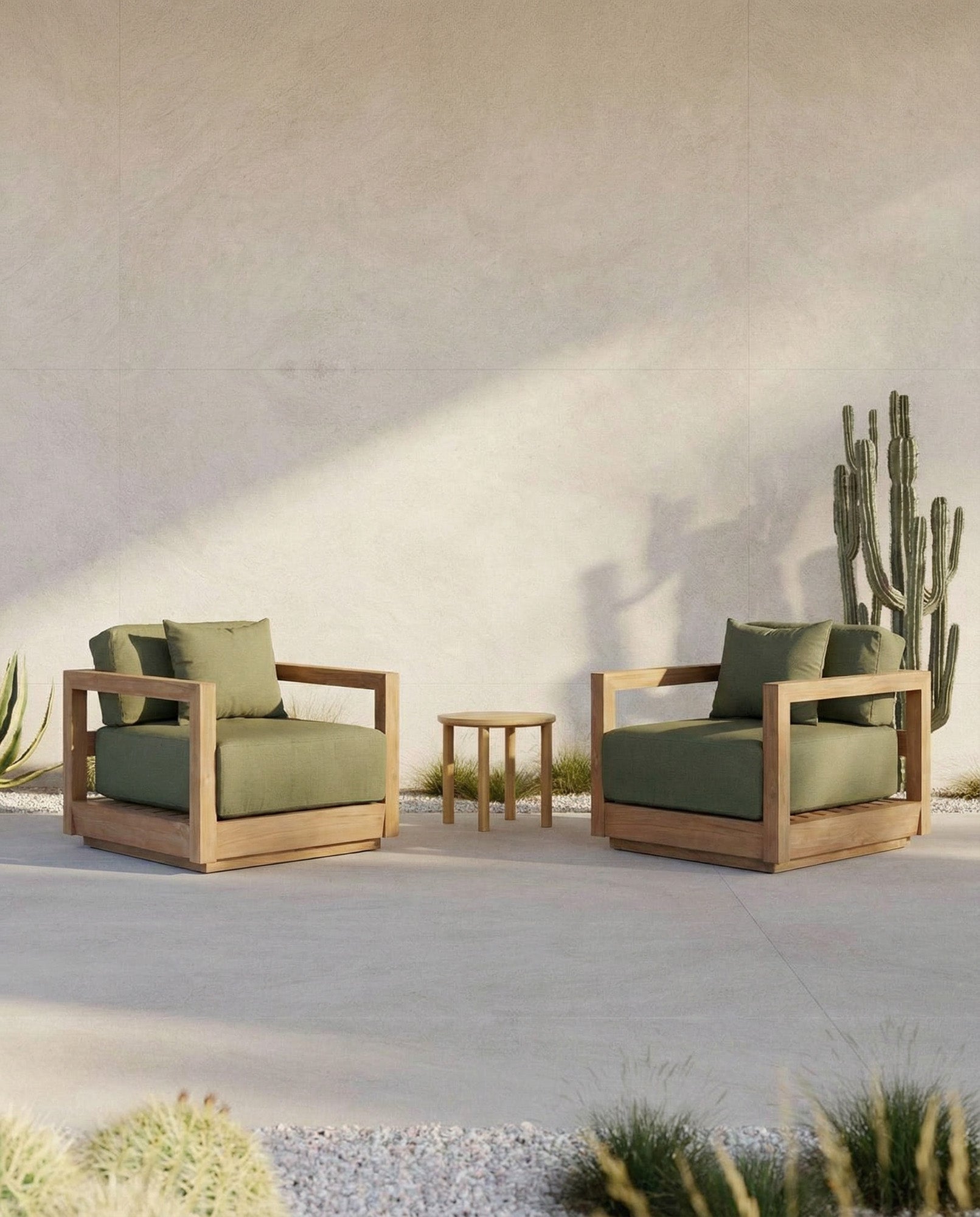 Fauteuil Umalas Outdoor – gerecycled teakhout, algengroen
