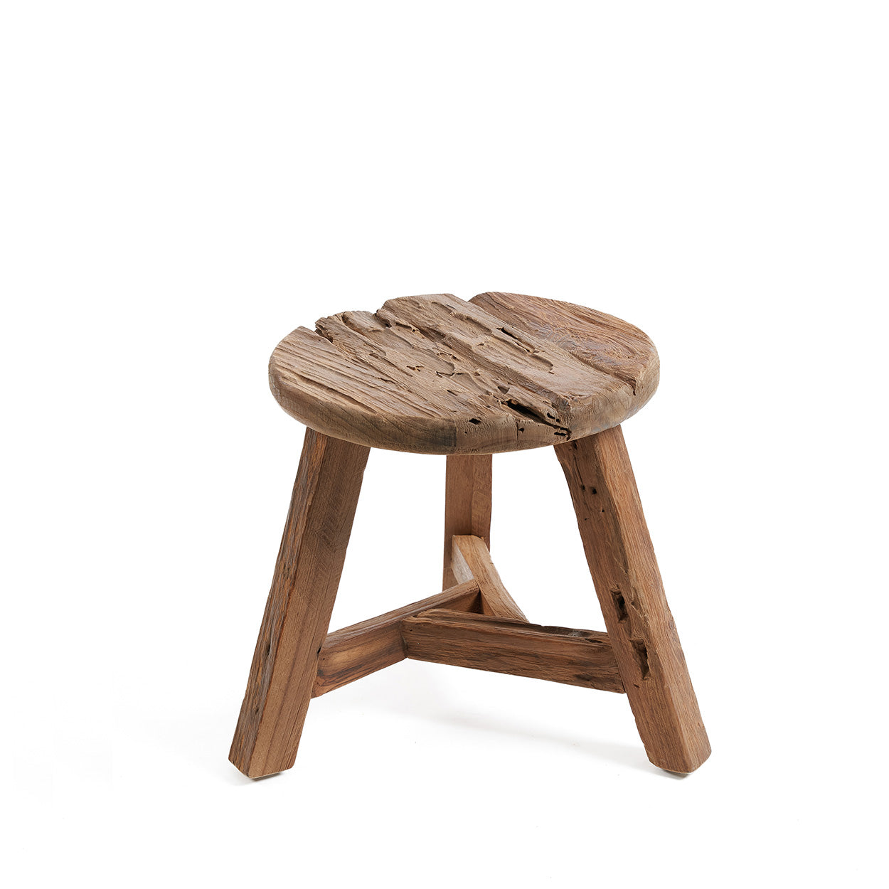 Kruk Yatai – gerecycled teakhout, naturel, 37x37x33 cm