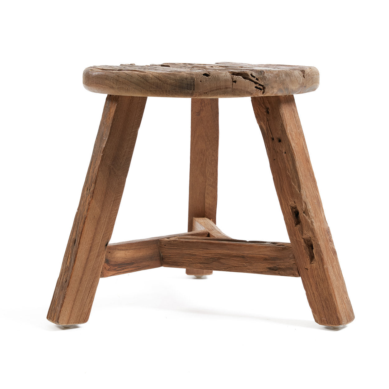 Kruk Yatai – gerecycled teakhout, naturel, 37x37x33 cm
