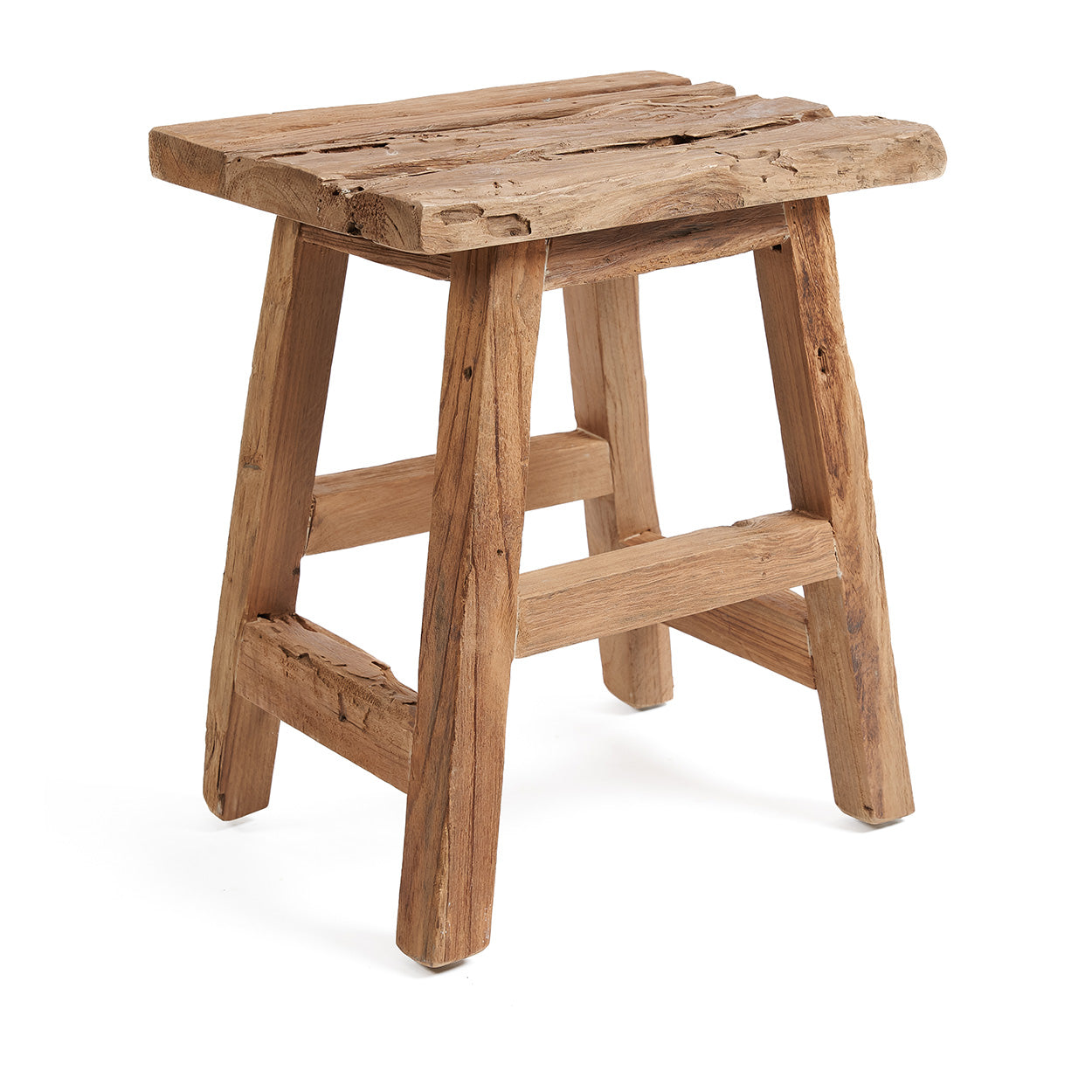 Kruk Yoke – gerecycled teakhout, naturel, 30x40x46 cm