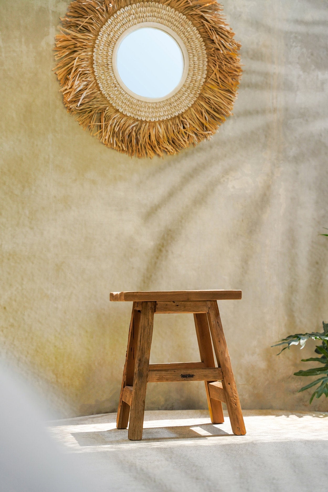 Kruk Yoke – gerecycled teakhout, naturel, 30x40x46 cm