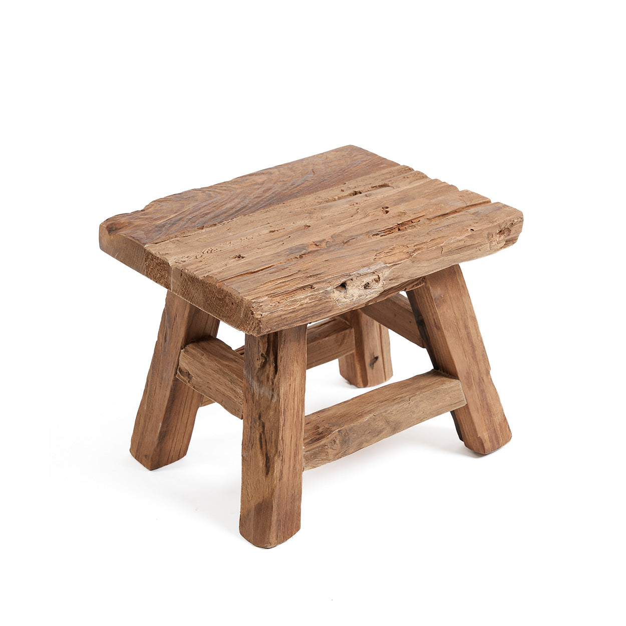 Kruk Yoke – gerecycled teakhout, naturel, 21x29x25 cm