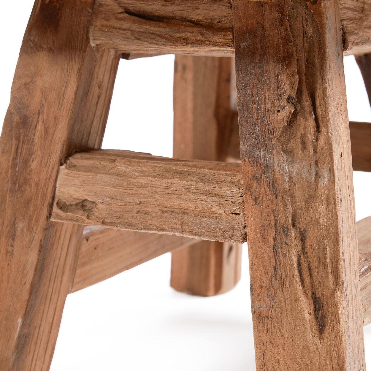 Kruk Yoke – gerecycled teakhout, naturel, 21x29x25 cm
