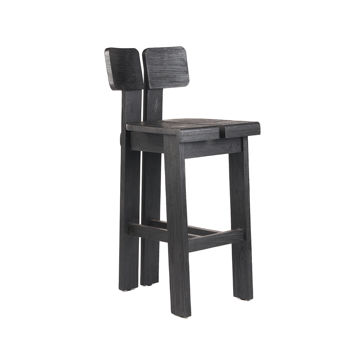 Barkruk Teakhout Zwart 46x58x108 cm