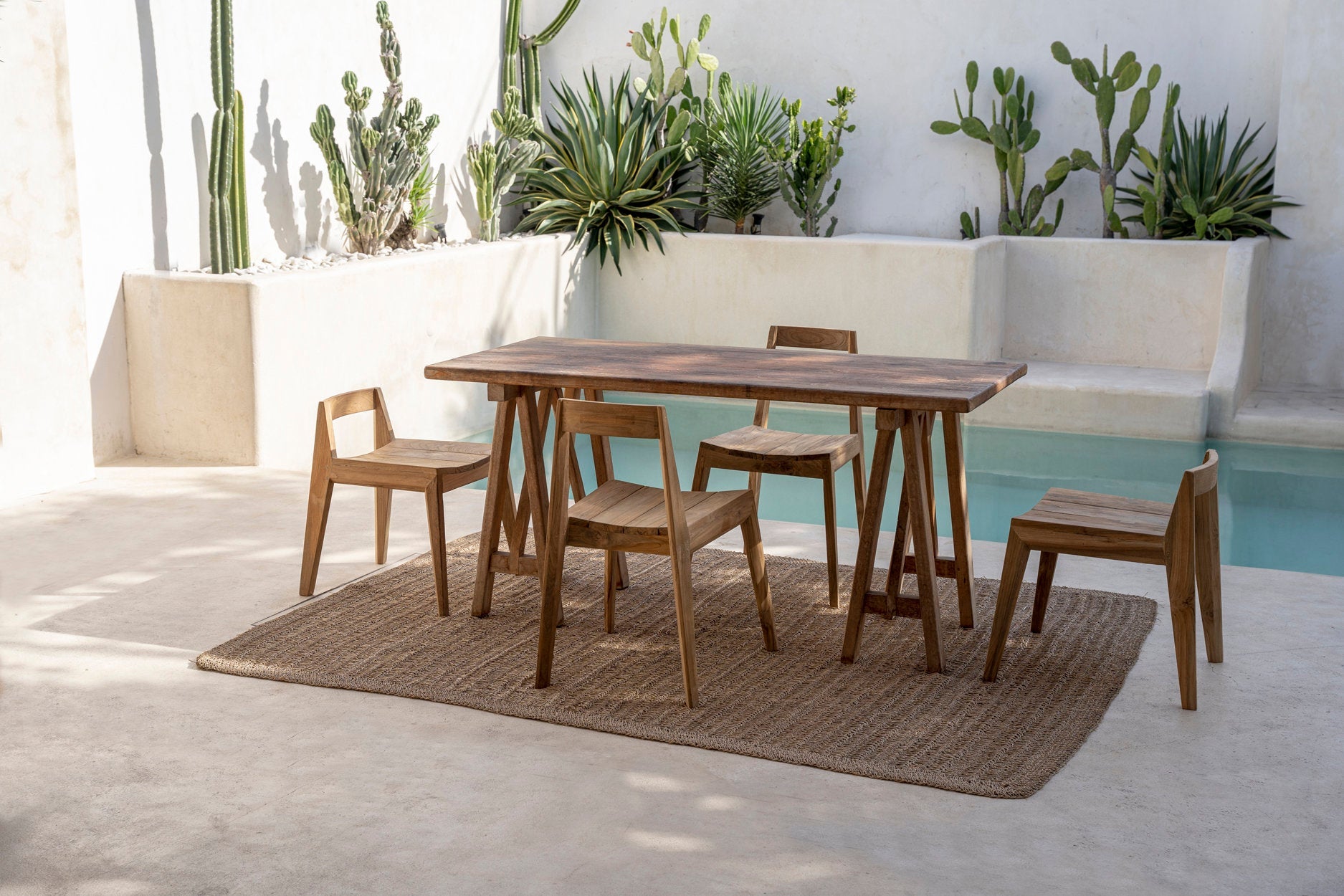 Eetkamerstoel Gerecycled Teakhout Naturel Outdoor 55x53x79 cm
