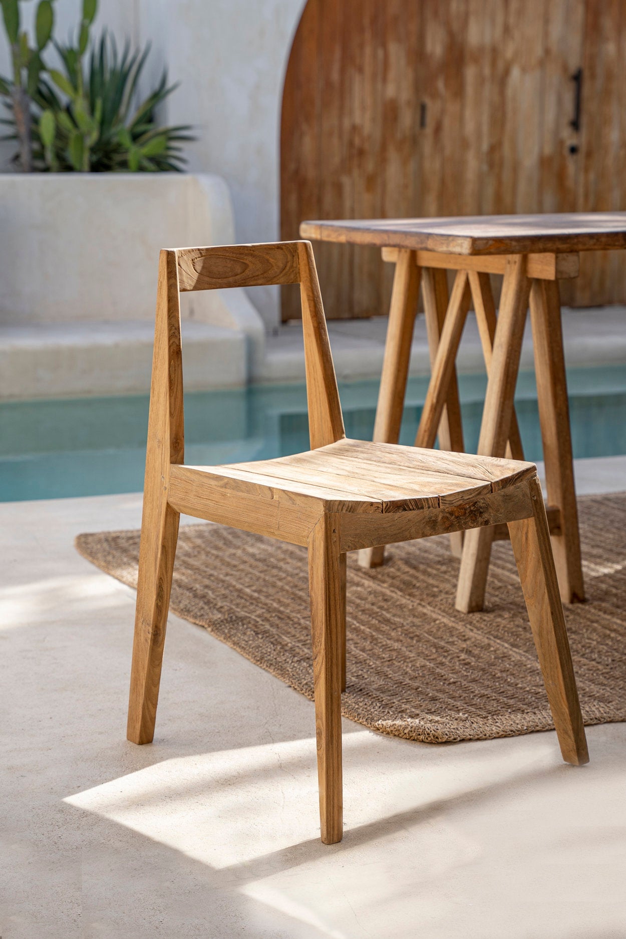 Eetkamerstoel Gerecycled Teakhout Naturel Outdoor 55x53x79 cm