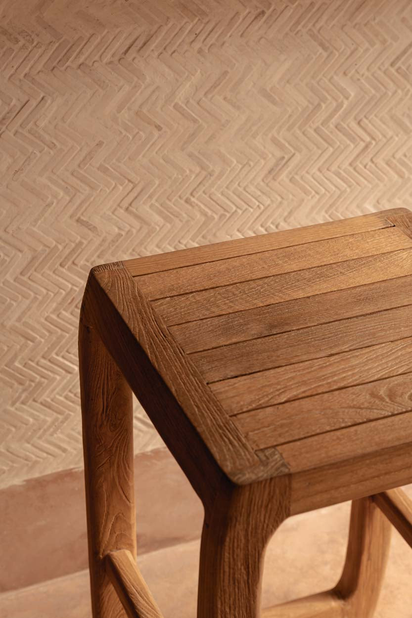 Barkruk Gerecycled Teakhout Naturel Outdoor 42x42x70 cm
