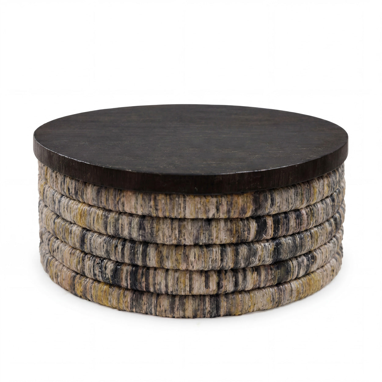 Salontafel Magani – bananenblad, grijs/zwart, ø80×38 cm
