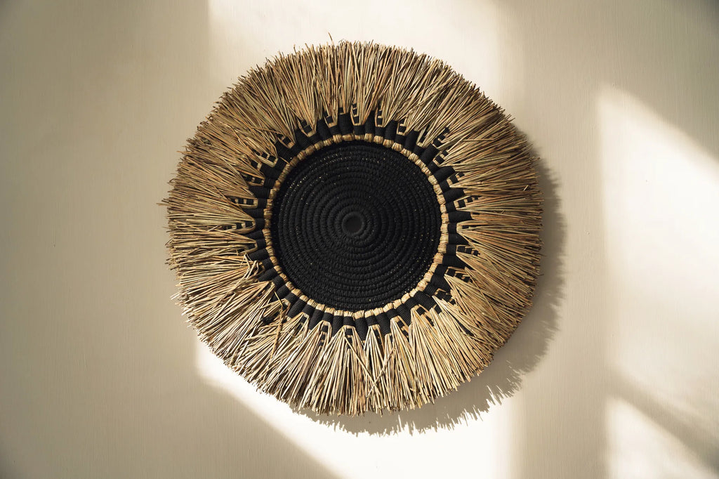 Die Raffia Makramee Wanddeko - Schwarz Natur