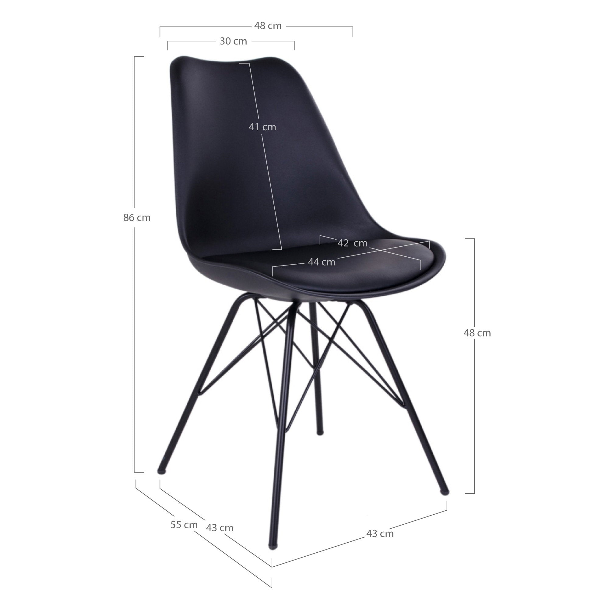 OSLO DINING CHAIR PU SCHWARZ | SCHWARZE BEINE (2ER-SET)