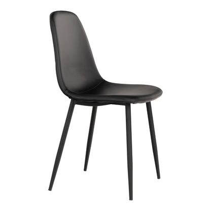 STOCKHOLM DINING CHAIR PU LEER ZWART | ZWARTE POTEN (SET VAN 2)