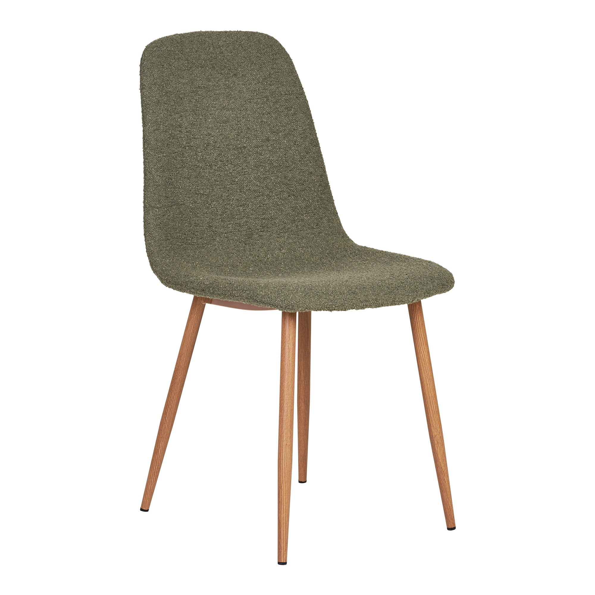 STOCKHOLM ESSZIMMERSTUHL BOUCLÉ DUNKELGRÜN | HOLZOPTIK BEINE (2ER-SET)