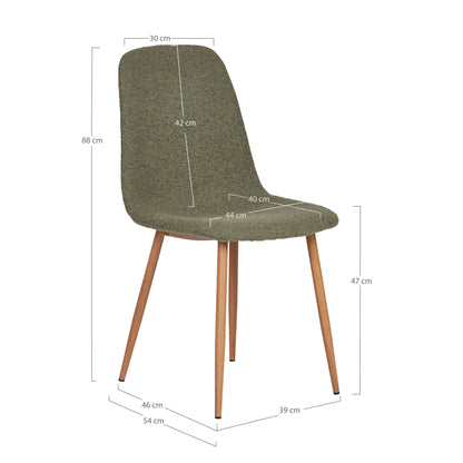 STOCKHOLM DINING CHAIR BOUCLÉ DONKERGROEN | HOUTLOOK POTEN (SET VAN 2)