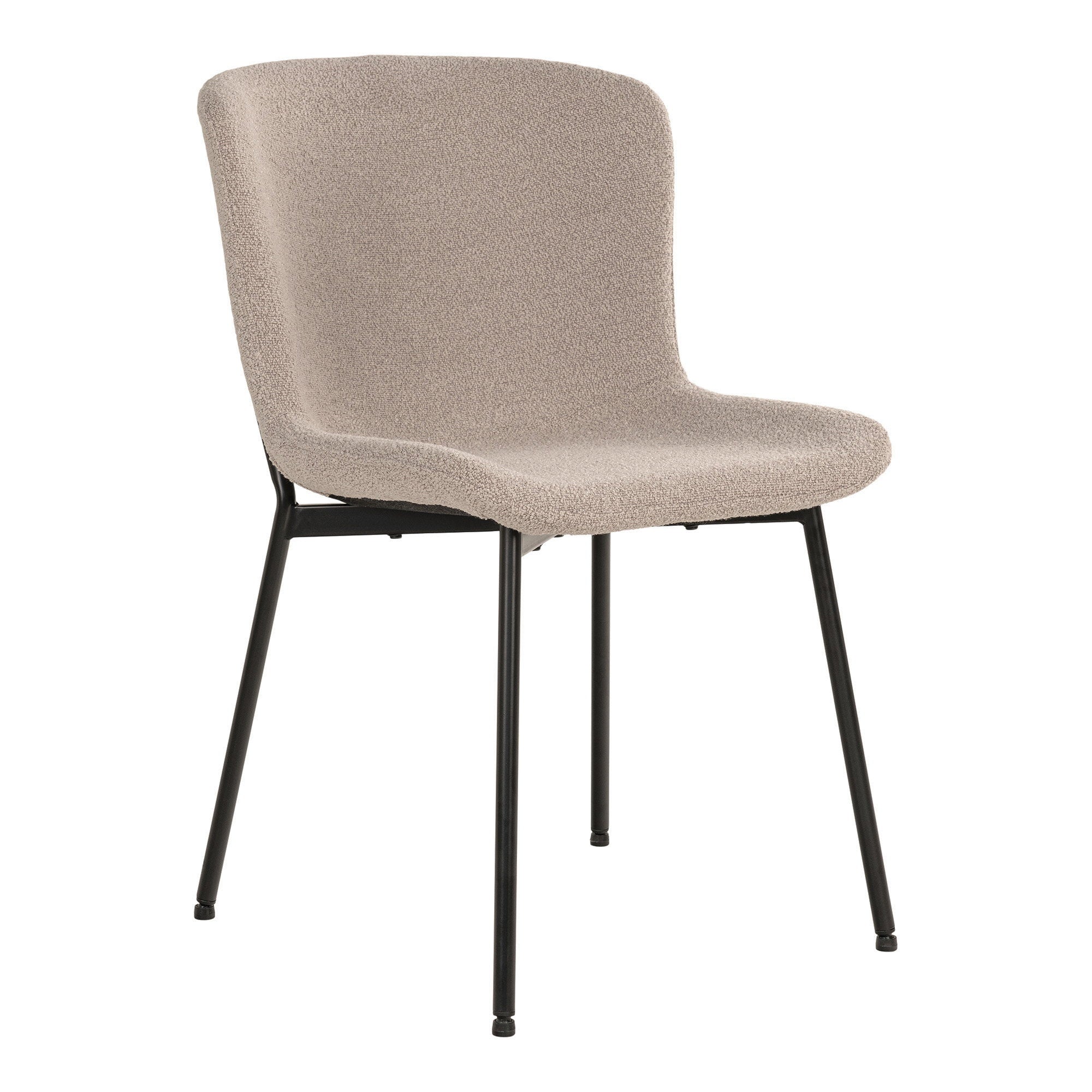 Maceda Esszimmerstuhl – Esszimmerstuhl, Bouclé, Beige, schwarze Beine HN1239 (2er-Set)