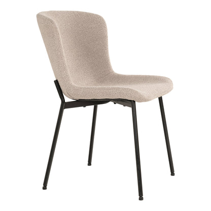 Maceda Esszimmerstuhl – Esszimmerstuhl, Bouclé, Beige, schwarze Beine HN1239 (2er-Set)