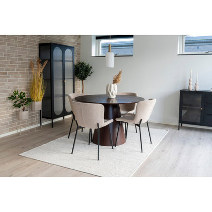 Maceda Esszimmerstuhl – Esszimmerstuhl, Bouclé, Beige, schwarze Beine HN1239 (2er-Set)