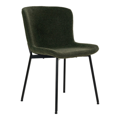 MACEDA ESSELSTUHL BOUCLÉ DUNKELGRÜN | SCHWARZE BEINE (2ER-SET)