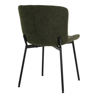 MACEDA ESSELSTUHL BOUCLÉ DUNKELGRÜN | SCHWARZE BEINE (2ER-SET)