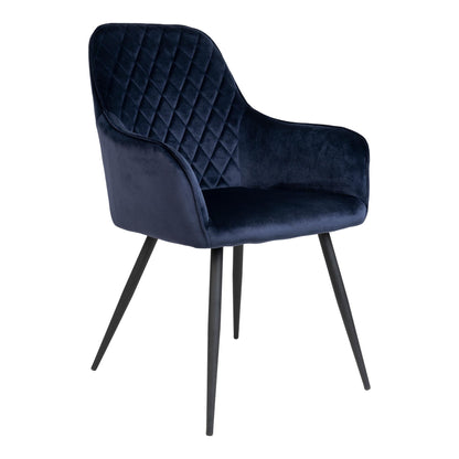 HARBO DINING CHAIR VELVET BLAUW | ZWARTE POTEN (SET VAN 2)