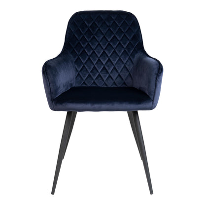 HARBO DINING CHAIR VELVET BLAUW | ZWARTE POTEN (SET VAN 2)