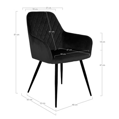 HARBO ESSZIMMERSTUHL SAMT SCHWARZ | SCHWARZE BEINE (2ER-SET)