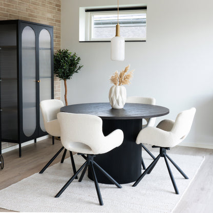 AMORIM DINING CHAIR DRAAIBAAR BOUCLÉ OFF WHITE (SET VAN 2)