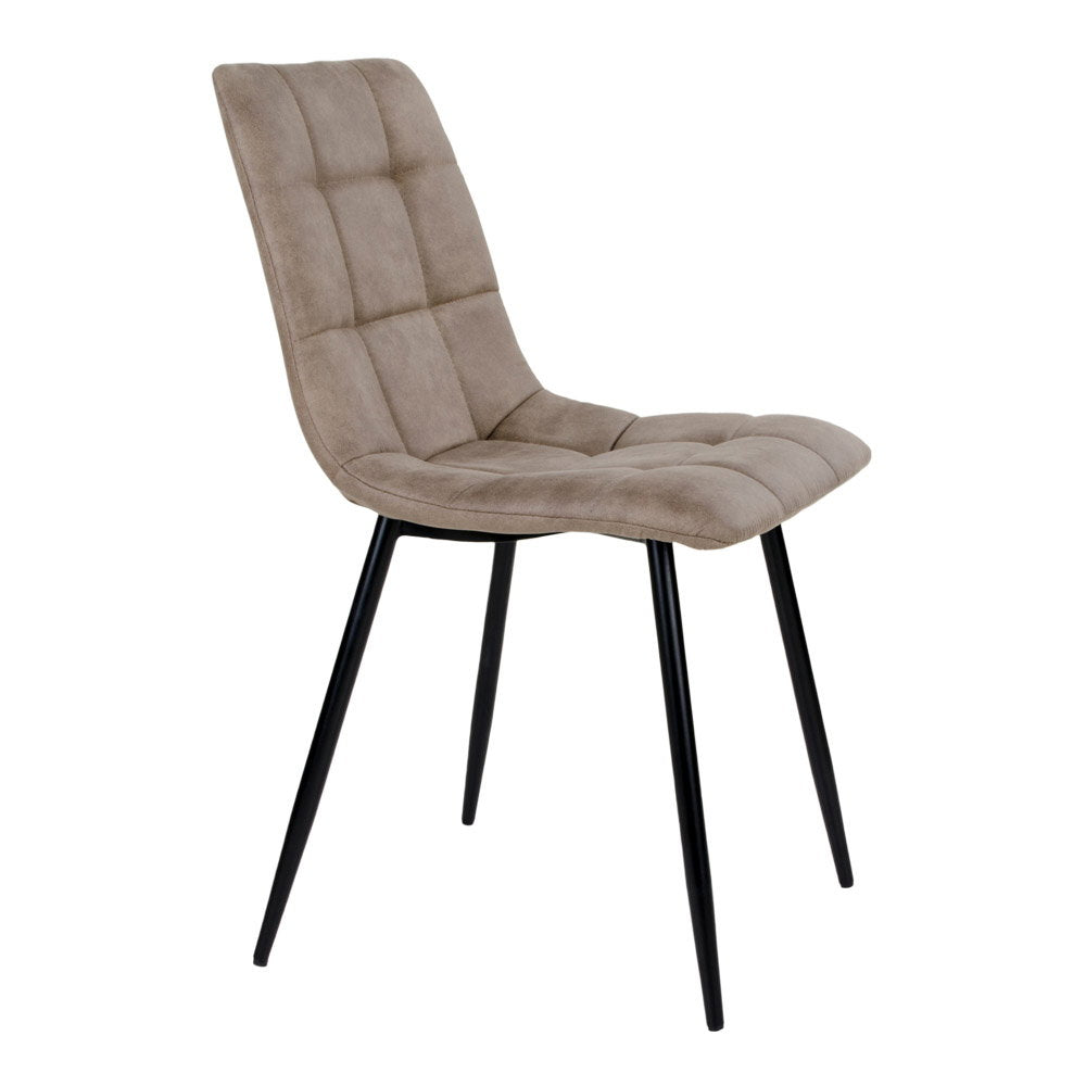 MIDDELFART ESSZIMMERSTUHL MIKROFASER HELLBRAUN | SCHWARZE BEINE (2ER-SET)