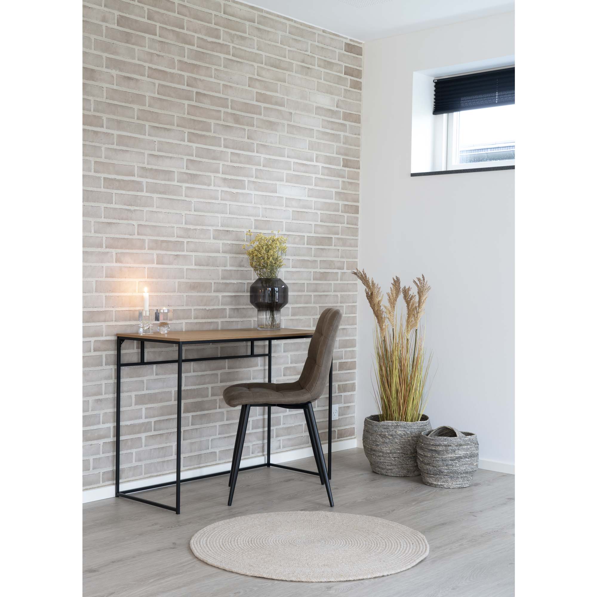 MIDDELFART DINING CHAIR MICROFIBER LICHTBRUIN | ZWARTE POTEN (SET VAN 2)