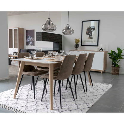 MIDDELFART DINING CHAIR MICROFIBER LICHTBRUIN | ZWARTE POTEN (SET VAN 2)