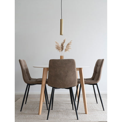 MIDDELFART DINING CHAIR MICROFIBER LICHTBRUIN | ZWARTE POTEN (SET VAN 2)