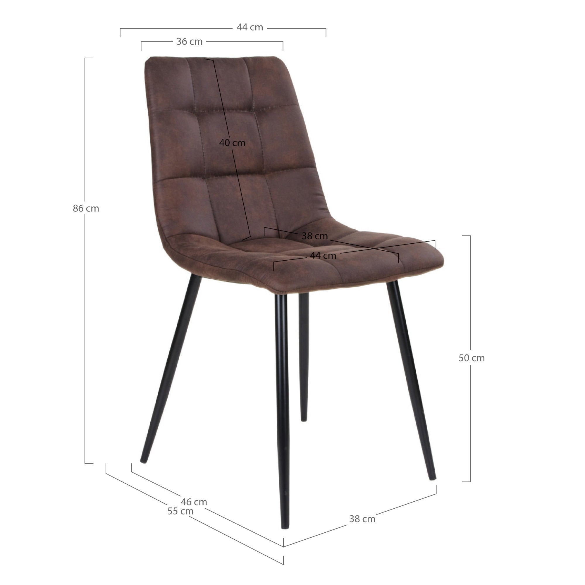 MIDDELFART DINING CHAIR MICROFIBER DONKERBRUIN | ZWARTE POTEN (SET VAN 2)