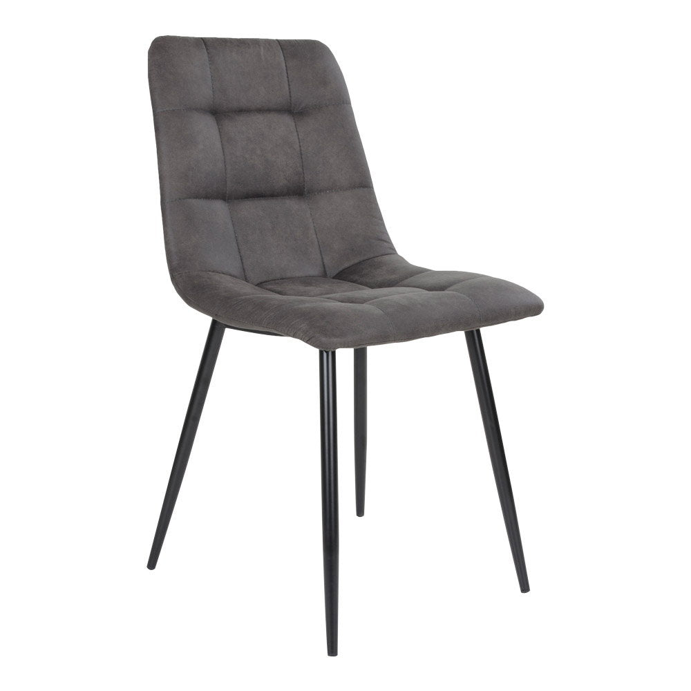 MIDDELFART ESSZIMMERSTUHL MIKROFASER DUNKELGRAU | SCHWARZE BEINE (2ER-SET)