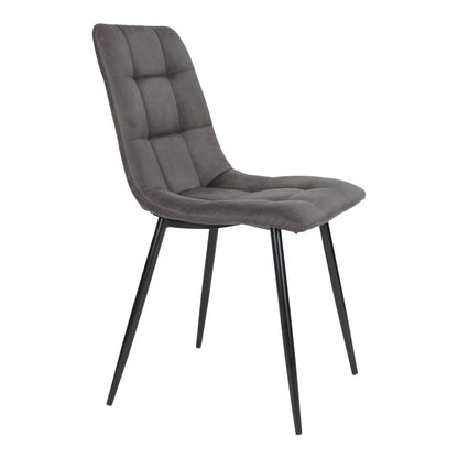 MIDDELFART DINING CHAIR MICROFIBER DONKERGRIJS | ZWARTE POTEN (SET VAN 2)