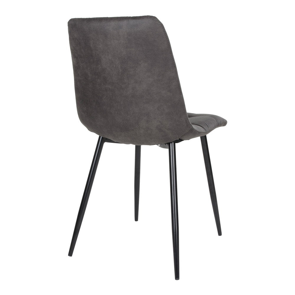 MIDDELFART ESSZIMMERSTUHL MIKROFASER DUNKELGRAU | SCHWARZE BEINE (2ER-SET)
