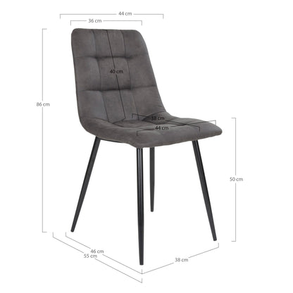 MIDDELFART DINING CHAIR MICROFIBER DONKERGRIJS | ZWARTE POTEN (SET VAN 2)