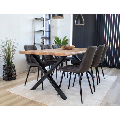 MIDDELFART DINING CHAIR MICROFIBER DONKERGRIJS | ZWARTE POTEN (SET VAN 2)