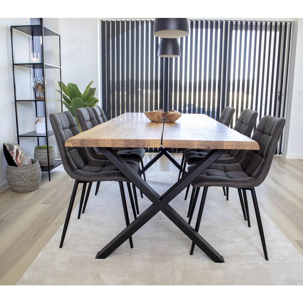 MIDDELFART DINING CHAIR MICROFIBER DONKERGRIJS | ZWARTE POTEN (SET VAN 2)