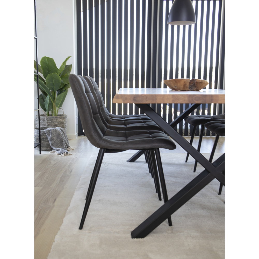 MIDDELFART DINING CHAIR MICROFIBER DONKERGRIJS | ZWARTE POTEN (SET VAN 2)