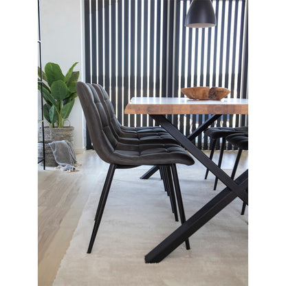 MIDDELFART DINING CHAIR MICROFIBER DONKERGRIJS | ZWARTE POTEN (SET VAN 2)