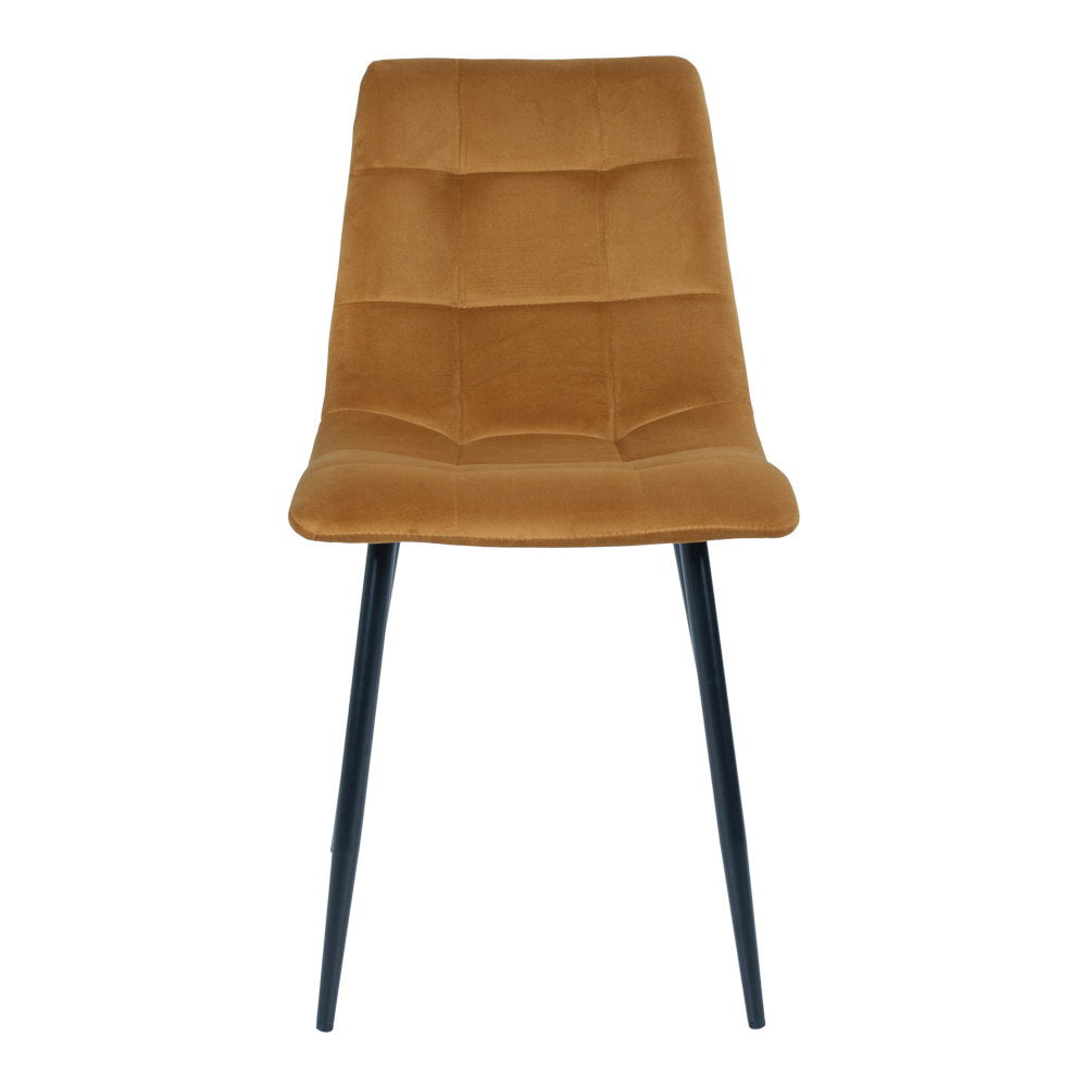 Middelfart Dining Chair - Esszimmerstuhl, Samt, Senfgelb, schwarze Beine HN1004 (2er Set)