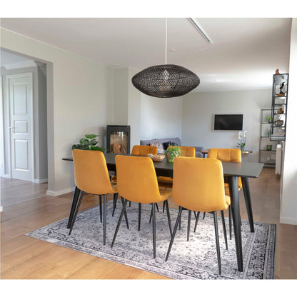 Middelfart Dining Chair - Esszimmerstuhl, Samt, Senfgelb, schwarze Beine HN1004 (2er Set)