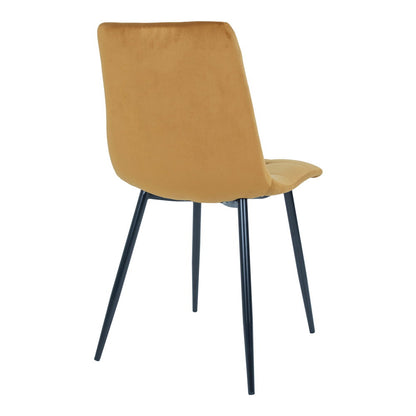 Middelfart Dining Chair - Esszimmerstuhl, Samt, Senfgelb, schwarze Beine HN1004 (2er Set)