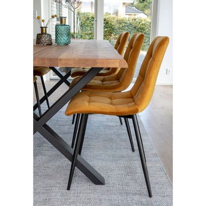Middelfart Dining Chair - Esszimmerstuhl, Samt, Senfgelb, schwarze Beine HN1004 (2er Set)