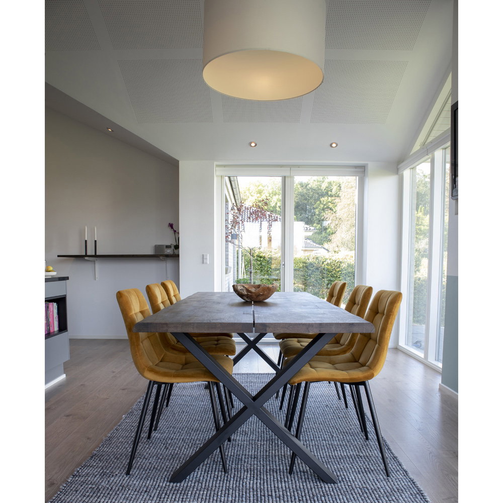 Middelfart Dining Chair - Esszimmerstuhl, Samt, Senfgelb, schwarze Beine HN1004 (2er Set)